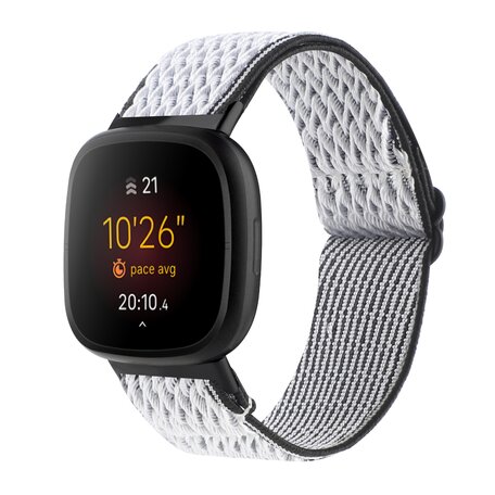 Fitbit Versa 3/4 & Sense 1/2 Nylon Laufband - Weiß mit Schwarz