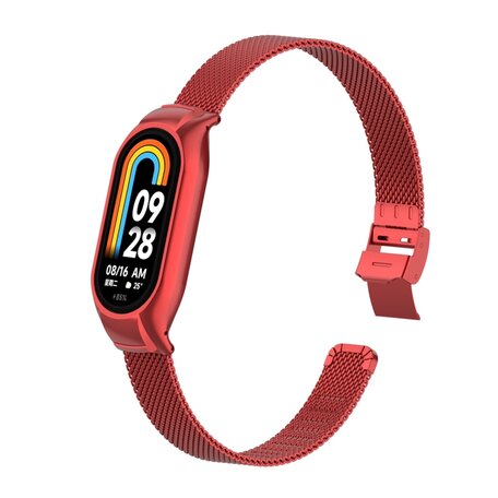 Milanaise Band mit Gehäuse - Rot - Xiaomi Smart band 8