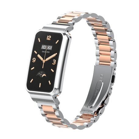 Metallgliederband mit Gehäuse - Silber mit Roségold - Xiaomi Smart band 7 Pro