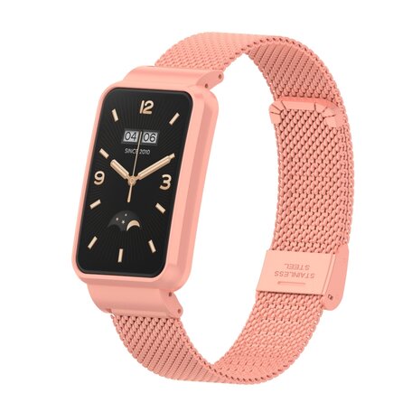 Milanaise Band mit Gehäuse - Rosa - Xiaomi Smart band 7 Pro