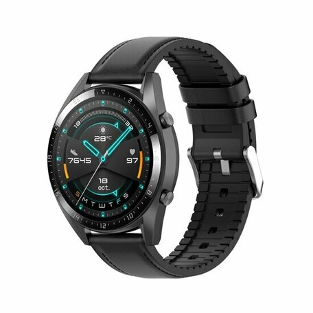 Leder + Silikonband - Schwarz - Samsung Galaxy Watch 6 - 40mm & 44mm