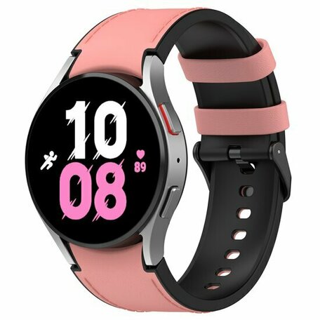 Leder + Silikonband - Größe: groß - Pink - Samsung Galaxy Watch 6 - 40mm & 44mm