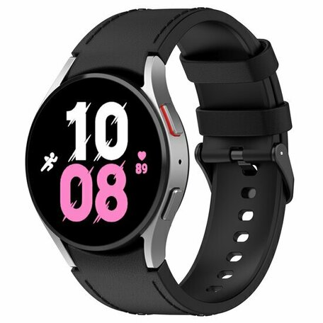 Leder + Silikonband - Small - Schwarz - Samsung Galaxy Watch 6 - 40mm & 44mm