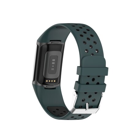 FitBit Charge 5 & 6 Sportband mit Schnalle - Grün/Schwarz - Zweifarbig - Größe: L