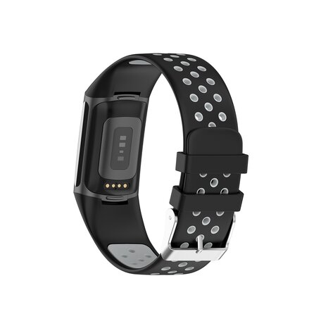 FitBit Charge 5 & 6 Sportarmband mit Schnalle - Schwarz/Grau - Zweifarbig - Größe: L