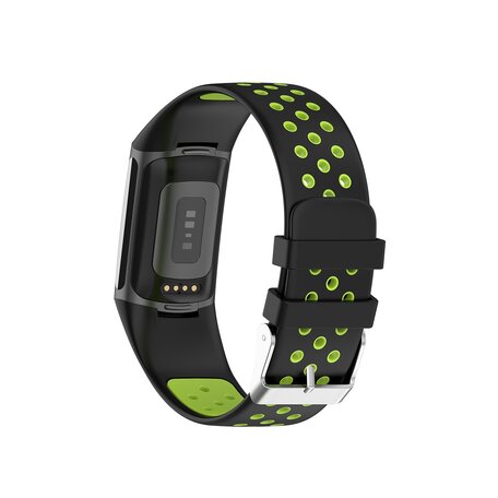FitBit Charge 5 & 6 Sportarmband mit Schnalle - Schwarz/Grün - Zweifarbig - Größe: L
