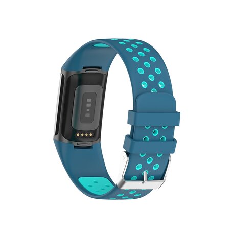 FitBit Charge 5 & 6 Sportband mit Schnalle - Blau/Türkis - Zweifarbig - Größe: L