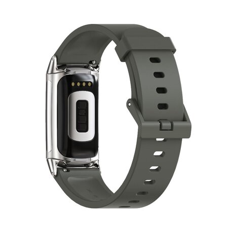 FitBit Charge 5 & 6 Extra weiches Silikonband - Grau-Grün