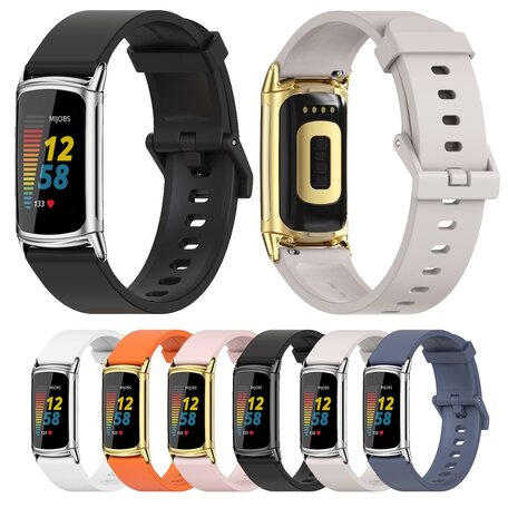 FitBit Charge 5 & 6 Extra weiches Silikonband - Hellgrau + goldener Stecker