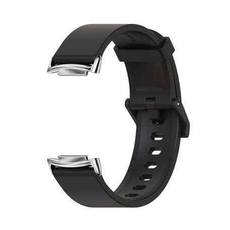 FitBit Charge 5 & 6 Extra weiches Silikonband - Schwarz + silberner Anschluss