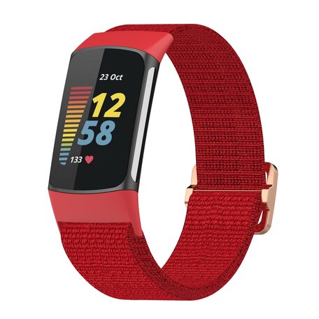 Fitbit Charge 5 & 6 - Elastisches Nylonband - Rot