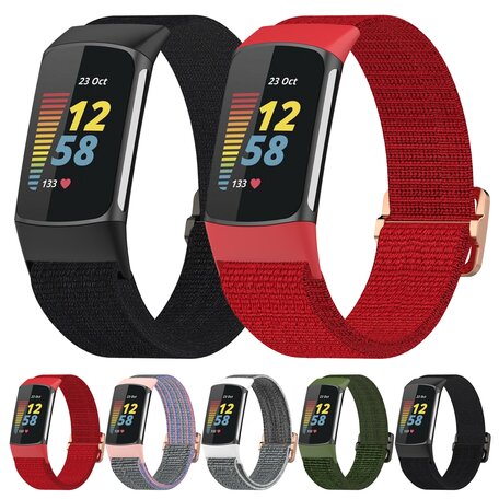 Fitbit Charge 5 & 6 - Elastisches Nylonband - Rot