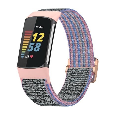 Fitbit Charge 5 & 6 - Elastisches Nylonband - Rosa