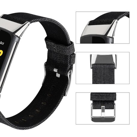 Fitbit Charge 5 & 6 Nylonband - Denim schwarz