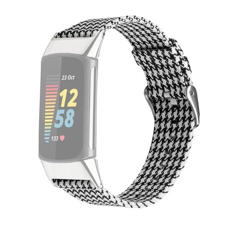 Fitbit Charge 5 & 6 Nylonband - Schwarz / Weiß