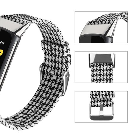 Fitbit Charge 5 & 6 Nylonband - Schwarz / Weiß