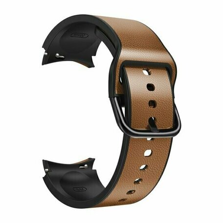 2 in 1 Silikon/Lederband - Braun - Samsung Galaxy Watch 6 - 40mm & 44mm