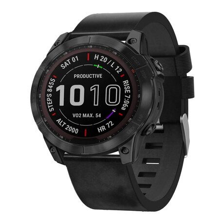 Lederband - Schwarz - Garmin Fenix 7X / 6X / 5X