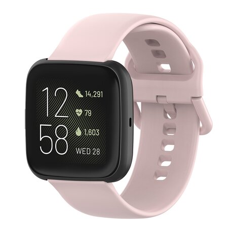 Fitbit Versa 1 / 2 & Lite Silikon-Sportband mit Schnallenverschluss - Pink - Größe: Small