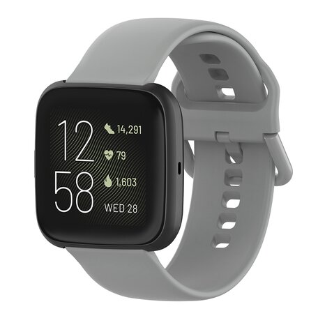 Fitbit Versa 1 / 2 & Lite Silikon-Sportband mit Schnallenverschluss - Grau - Größe: Klein