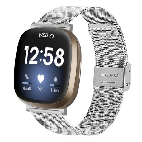 Fitbit Versa 3/4 & Sense 1/2 - Milanaiseband mit Verschluss - Silber