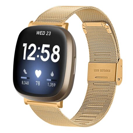 Fitbit Versa 3/4 & Sense 1/2 - Milanaise Band mit Verschluss - Gold