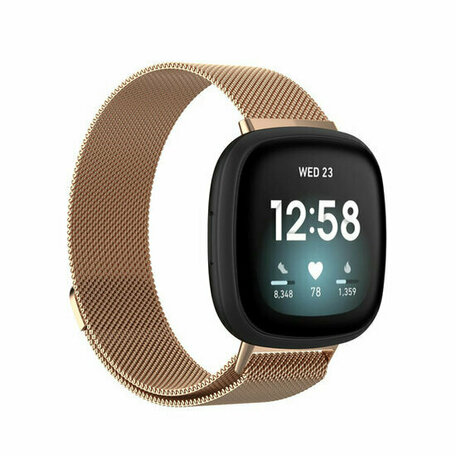 Fitbit Versa 3/4 & Sense 1/2 milanaise Armband - Large - Champagner Gold