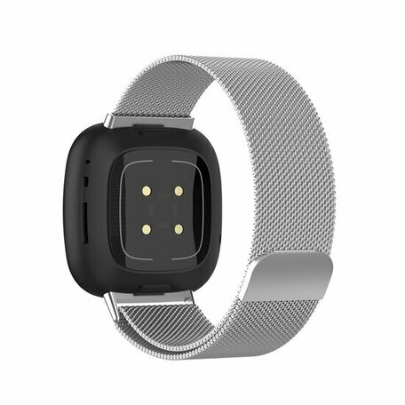 Fitbit Versa 3/4 & Sense 1/2 milanaise Armband - Large - Silber