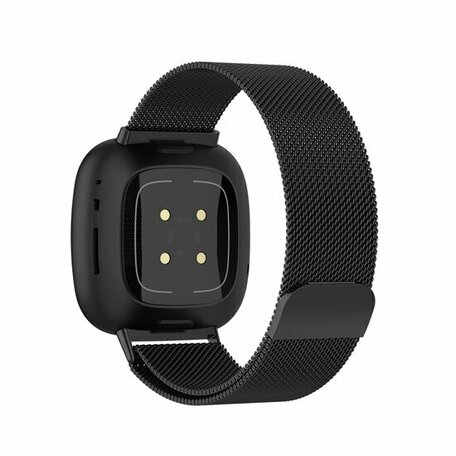 Fitbit Versa 3/4 & Sense 1/2 milanaise Armband - Large - Schwarz