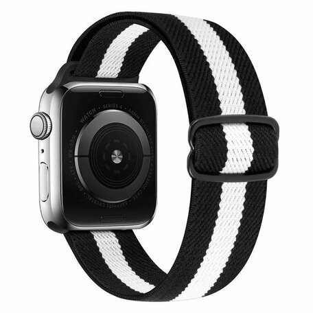 Solo Loop Nylonband - Schwarz / Weiß - Geeignet für Apple Watch 44mm / 45mm / 46mm / 49mm