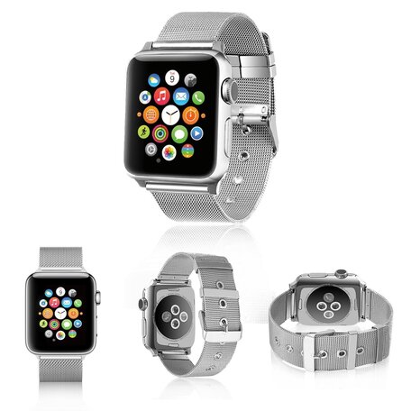 Milanaise mit Schnallenarmband - Silber - Geeignet für Apple Watch 44mm / 45mm / 46mm / 49mm