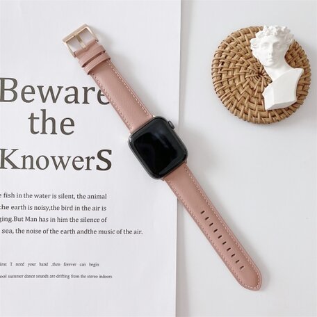 Premium Lederband - Altrosa - Geeignet für Apple Watch 38mm / 40mm / 41mm / 42mm
