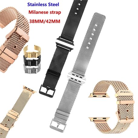 Milanaise mit Schnallenarmband - Roségold - Geeignet für Apple Watch 38mm / 40mm / 41mm / 42mm