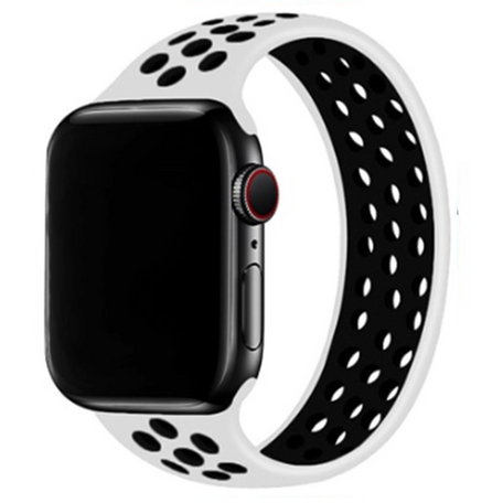 Solo Loop Sportband - Größe: M - Weiß + Schwarz - Geeignet für Apple Watch 38mm / 40mm / 41mm / 42mm