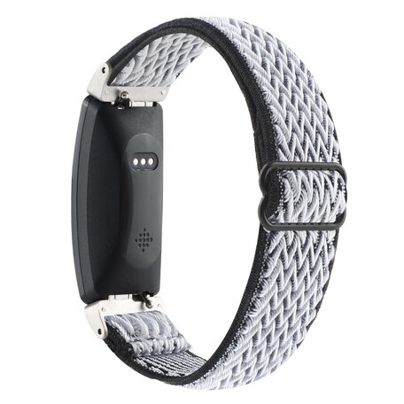 FitBit Inspire 2 & Ace 3 Elastisches Solo-Schleifen-Nylonband - Schwarz/Weiß