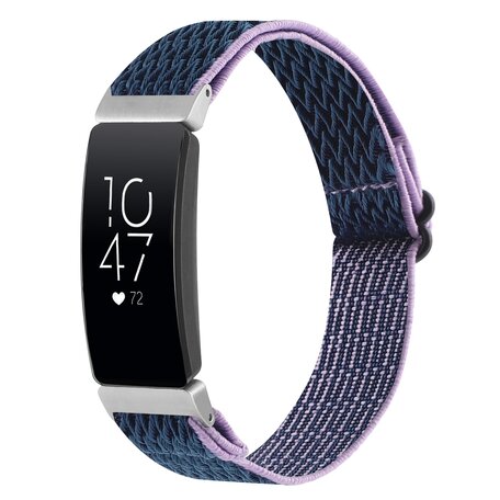 FitBit Inspire 2 & Ace 3 Elastisches Solo-Schleifen-Nylonband - Dunkelblau mit Lila
