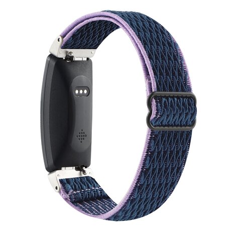 FitBit Inspire 2 & Ace 3 Elastisches Solo-Schleifen-Nylonband - Dunkelblau mit Lila