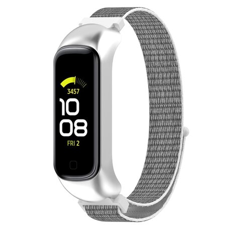 Nylon Sport Loop Armband - Weiß/Grau - Samsung Galaxy Fit 2